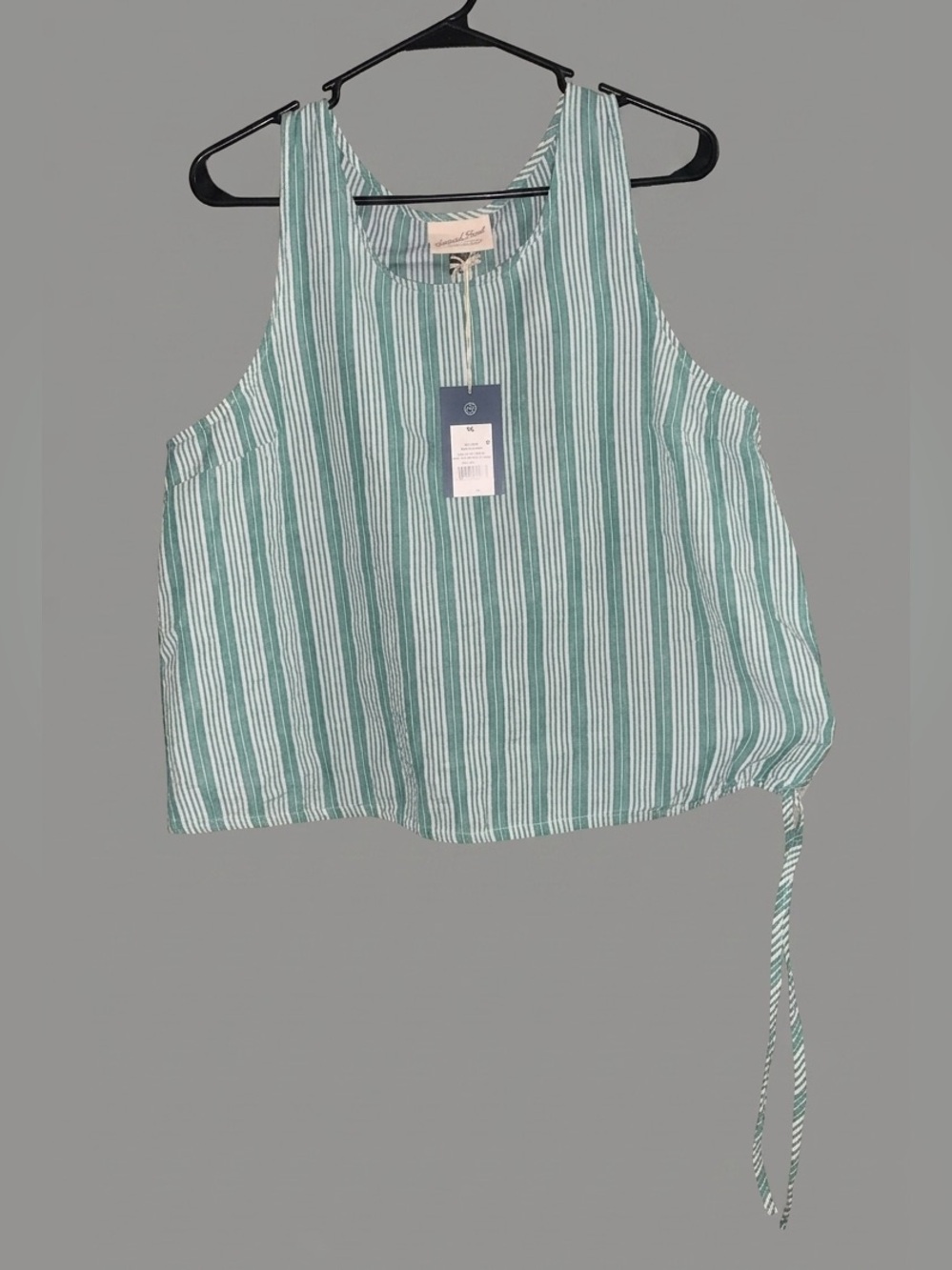 Universal Thread Light Green and White Striped Tie-Side Tank